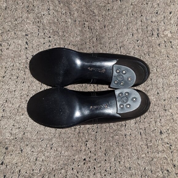 1940\'s Vintage-DR. SCHOLL\'S-Black Leather Granny Heels-Cut-Outs-Sz 7- 1940\'s Vintage-DR. SCHOLL\'S-Black Leather Granny Heels-Cut-Outs-Sz 7-